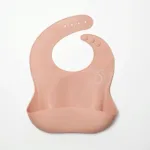 Lily Pink Silicone Bib with catcher for baby.