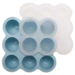 Silicone freezer tray for baby food with lid in Blue colour.