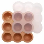 Silicone freezer tray for baby food with lid in Clay colour.