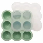 Silicone freezer tray for baby food with lid in Sage Green colour.