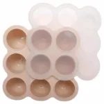 Silicone freezer tray for baby food with lid in Terracotta colour.